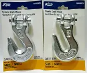 2-Pk Blue Hawk Clevis Grab Hook 3/8in 5400lb Safe Load Zinc-Plated 0656928