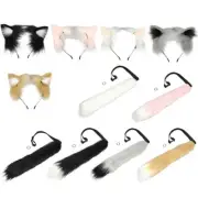 Animal Tail Cats Ears Hairband Foxes Tail Adjustable Belt for Halloween Party
