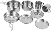 NULYLU 1 Set Camping Cookware Kit Outdoor Pan Pot Plate Camping Cooking Pan Kit Outdoor Cooking Stove Camping Pot Camping Cooking Tool Camping Cooking Stove Camping Pans Stainless Steel