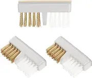 OVERTOYOU 3pcs Nail Drill Bits Cleaner Brush Wire Nail Drill Brush Nail Polishing Grinding Head Cleaner Copper Plastic Brush, Approx.45mmx22mm/1.77x0.87in, As the Picture Shows