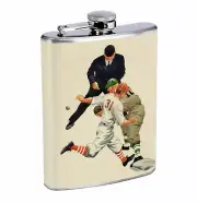 Retro Baseball 01R Flask 8oz Stainless Steel Hip Drinking Whiskey