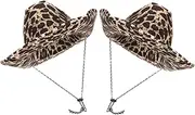 [FRCOLOR] 2pcs Stylish Leopard Print Cowboy Hats for Stage Performances Costume Parties Everyday Fashion Comfortable Design Versatile Accessory for Outfits