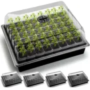 5-Pack No Drip Seed Starter Trays with 4" Humidity Dome - 240 Cells Deep Root...