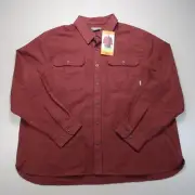 Eddie Bauer Red NEW Mens Double Brushed Chamois Shirt Long Sleeve XXL 2X