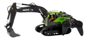 Gem Toys 1:18 Scale 13-Channel Alloy Remote Control Excavator Construction Vehicle with Lights, Sound and Steam