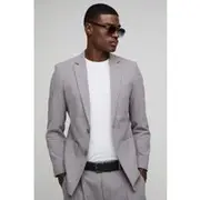 Mens Grey Slim Fit Linen Blend Blazer
