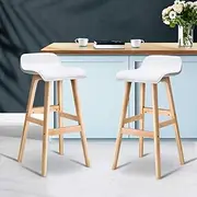 Artiss Bar Stools Stool Set of 2 Kitchen Counter Barstools Dining Chair Bentwood Chairs Wooden White in 74cm Seat Height Floor for Home Bar Dining Room Cafe Outdoor Indoor