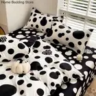Round Dot Bedding Set Soft Flat Sheet Duvet Cover Pillowcase Polyester Bed Linen