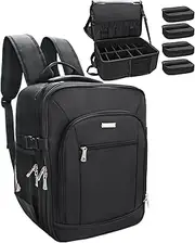 Makeup Backpack Extra Large Makeup Case Professional Travel Train Case Makeup Bag for Women Cosmetic Case Storage Organizer for Make Up Artist 3 Layer Large Capacity with 4 Small Cosmetic Bag