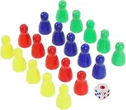 Toddmomy 20pcs Plastic Chess Pieces with Dice Smooth Board Game Accessories for Teaching and Playing Lightweight Tabletop Markers for Present Idea
