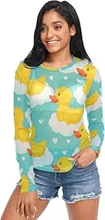 [RPLIFE] Cute Yellow Ducks Light Blue Sheer Shirts, See Through Tops S-XXL