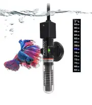 PULACO 25W Small Aquarium Betta Heater with Free Thermometer Strip, OPEN BOX