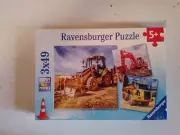 Ravensburger Children's Jigsaw Puzzle 3x49 Pieces Construction Vehicles IN Use