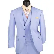 BIG & TALL Men's Light Blue Textured 3pc Modern Fit Suit w/ Adjustable Waist NWT