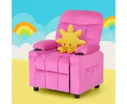 Keezi Kids Recliner Chair Pink Velvet Sofa Lounge Couch Children Charis Armchair