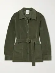 [Sea] Sea - Carine Belted Cotton-blend Corduroy Jacket - Army green - x small x small Green