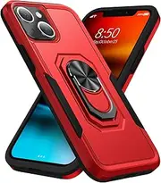 Compatible with iPhone 13 Mini 5.4" 5G 2021, Hybrid Heavy Duty Armor Bumper Cover Case with Rotate Holder Kickstand and Magnetic Plate for iPhone 13 Mini 5.4" 5G 2021