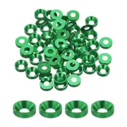 M5 Cone Cup Countersunk Washers,Anodized Aluminum for Screw RC,60PCS(Green)