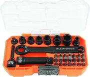 Klein Tools A-65300 32-Piece Impact-Rated Pass-Through Socket Set with MODbox Case, 1/4-Inch Drive, Sockets, Bits and Accessories