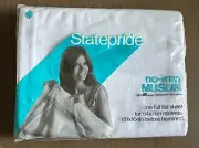 Vintage Statepride No Iron Muslin White Full Bed Flat Sheet NOS NEW