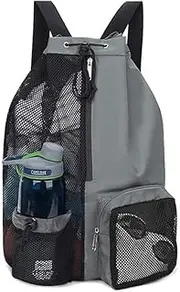 Waterproof Lightweight Swim Sports Bag Rucksack Mesh Drawstring Beach Backpack with Wet & Dry Multiple Pockets Adjustable Strap for Swimming Gym Hiking Biking Camping Fitness Workout Gear