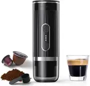 Portable Espresso Machine,Car Coffee Maker Self-Heating with Type-C,Compatible with Ground Coffee & Capsule for Travel,Hiking,Camping,Office
