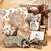 GiftAmaz Leopard Gifts for Women, Mothers Day Gifts for Mom, Get Well Soon Gifts with Leopard Tumbler and Blanket, Leopard Print Care Package Thinking of You Birthday Gifts for Women Girl Friends Wife