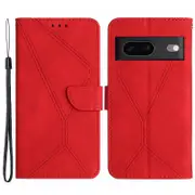 HT05 Wallet Cover for Google Pixel 7a Skin-touch Phone Case Bump Proof PU Leather Shell with Stand
