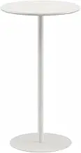 15.7''/ 23.6'' Round Tall Pub Table, Cocktail Bar Table with Metal Base, Dining Room Living Room Small End Table Leisure Coffee Table, Easy Assembly, White(60x72cm)
