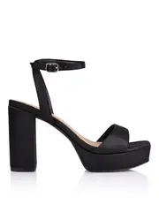 Orion Black Satin Platform Heels | Shop Online | Siren Shoes