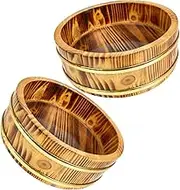 PRETYZOOM 2pcs Rustic Wooden Sushi Rice Mixing Bucket Traditional Japanese Hangiri Oke for Outdoor Camping Kitchen Storage Portable Wooden Container for Sushi Rice