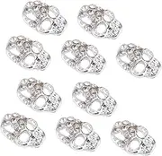 HONMEET 10Pcs Halloween Skull Nail Stickers with Rhinestones DIY Decals for Manicure Eye Makeup Body Art Sparkling Gems for Cosplay Craft Decoration