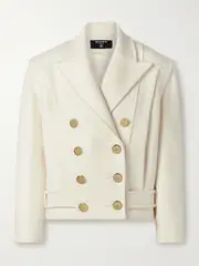[Balmain] Balmain - Double-breasted Wool And Cashmere-blend Felt Jacket - White - FR 38 FR 38 White