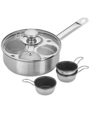Demeyere Resto 4-Cup Stainless Steel Egg Poacher Set