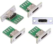 ChenYang 5 Pack USB C DIY Connector 24Pin Female Socket Port Repair Replacement Solder Adapter with Panel Mount Screw Hole