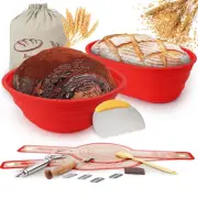 Silicone Banneton Bread Proofing Baskets - 9” Round & 10” Oval, Comp
