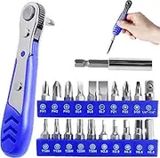 Fulasun Right Angle Screwdriver Set Multifunctional 22 in 1 Ratchet Screwdriver Portable Small 90 Degree Screwdriver Low Profile Screwdriver Reversible 1/4inch Mini Screwdriver Hand Tool Fulasun(blue)