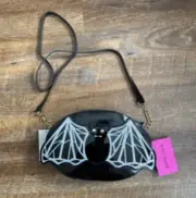 Betsey Johnson Halloween "BAT" Black Patent Leather Crossbody Bag/Purse NWT