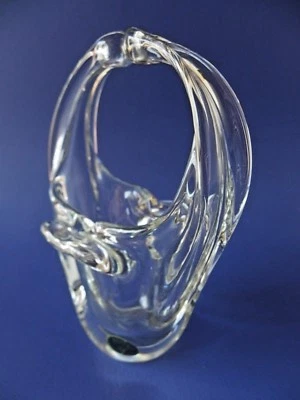 Bohemia Crystal 24% Lead Basket Figurine 7.5" Tall New