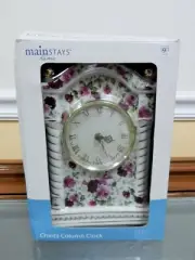 VTG MAINSTAYS Home - Chintz Column Clock - Porcelain/ Gold Accents - SOLD AS IS