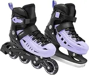 SPOKEY 4ONE Set 4-in-1 Inline Skates/Triskates/Ice Skates Adjustable for Children and Teenagers | Inline Skates Convertible to Roller Skates | Sizes: 29-33, 34-38, 39-43