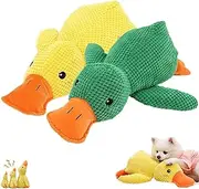 The Mellow Dog Calming Duck,Calming Duck Toy for Dogs,Emotional Support Calming Duck Dog Toy Bright Yellow,Durable Quack-Quack Duck Dog Toy,Soft Plush Stuffed Chew Squeak Toys (L,2colors-2pcs)