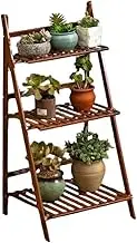 3 Tier Bamboo Folding Plant Stand Indoor Outdoor, Bamboo Ladder Plant Stand, 37in Tall Corner Plant Shelf for Plants Multiple, Flower Display Ladder Shelf for Home Patio Lawn Garden Balcony