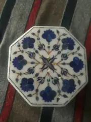 10" white Marble trinket Jewelry box Inlay pietra dura Malachite room decor h40