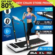 BLACK LORD Treadmill 2 IN 1 Electric Walking Pad 400mm Hydraulic Foldable White