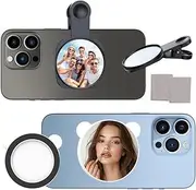 2 Sets Magnetic Selfie Mirror for Back Camera, Compatible with Magsafe Case & All Phones, Convex Cell Phone Mirror for Selfie & Vlogging & Streaming, See How You Look in The Back Camera