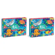 2x Mudpuppy Kids/Children 4 In A Box Jigsaw Puzzle Toy Set Ocean Friends 3+