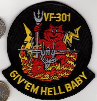 US Navy MARINE CORPS VF301 Tom Cat GIV'EM HELL BABY Fighter Pilot Patch Tomcat