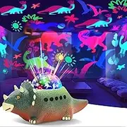 Dinosaur Starry Sky Projector Children, Rotation Dino Lamp, Dino Starry Sky Projector, Screaming Dinosaur Lamp with White Noise, 8 Colour Lights and 360° Rotatable (from 3-9 Years/Red)