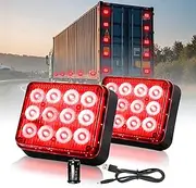 Raryloy Red Beacon LED Magnetic Trailer Light for Trucks Wireless Trailer Lights for Vehicles, Rechargeable Flashing Square Portable Strobe Tail Tow Lights 2PCS 12V
